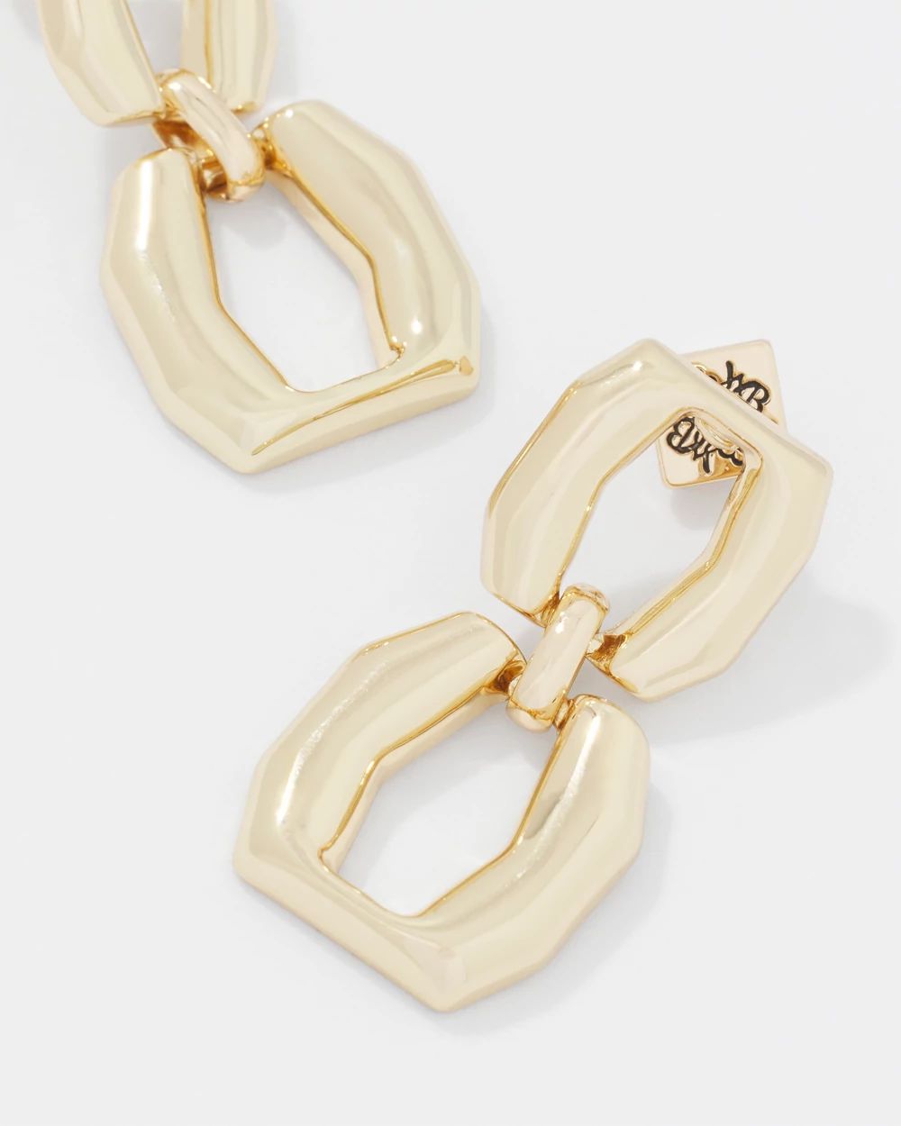 Gold Double Links Drop Earrings