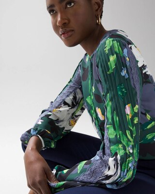 Pintuck Lace Trim Blouse