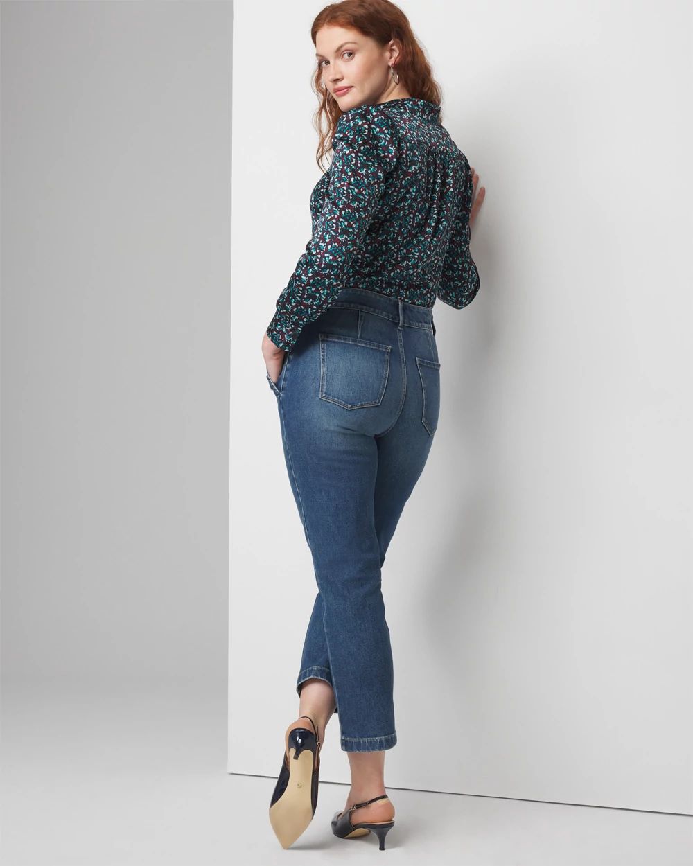 Curvy High-Rise Sculpt Horsebit Straight-Leg Jeans