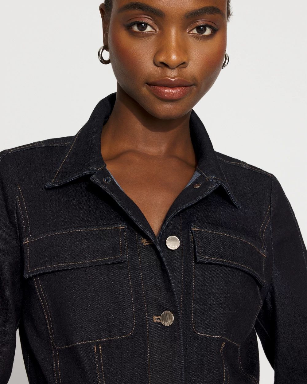 Petite Balloon Sleeve Denim Jacket