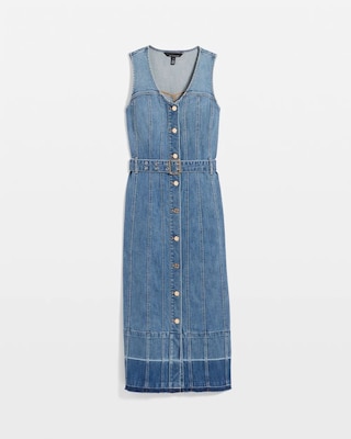 Belted Denim Midi Dress click to view larger image.