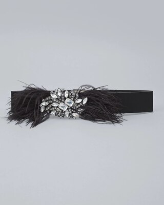 Feather-Trim Wide Stretch Belt