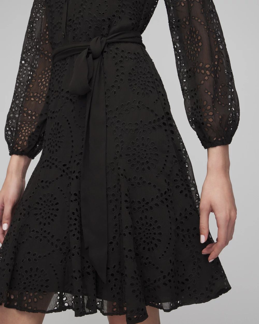 Long Sleeve Eyelet Shirt Dress
