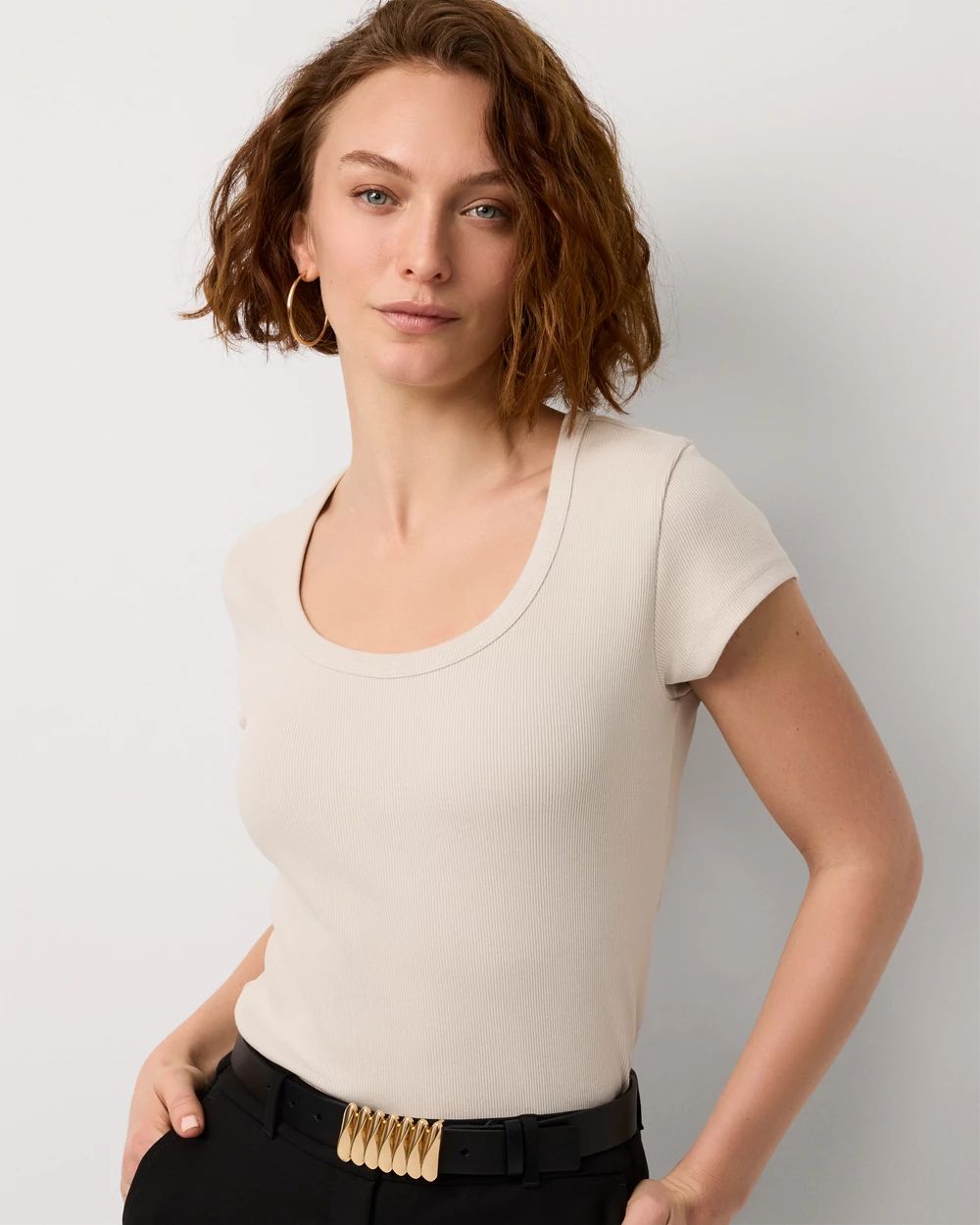 WHBM FORME™ Ribbed Scoop Neck Tee