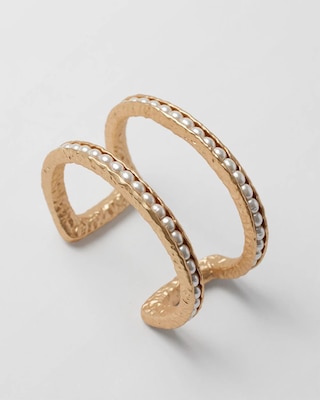 Goldtone and Faux Pearl Cuff Bracelet