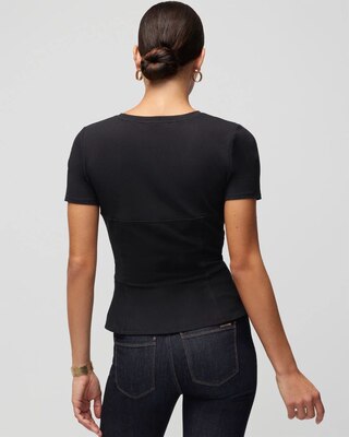 Short Sleeve Seamed Peplum Tee click to view larger image.