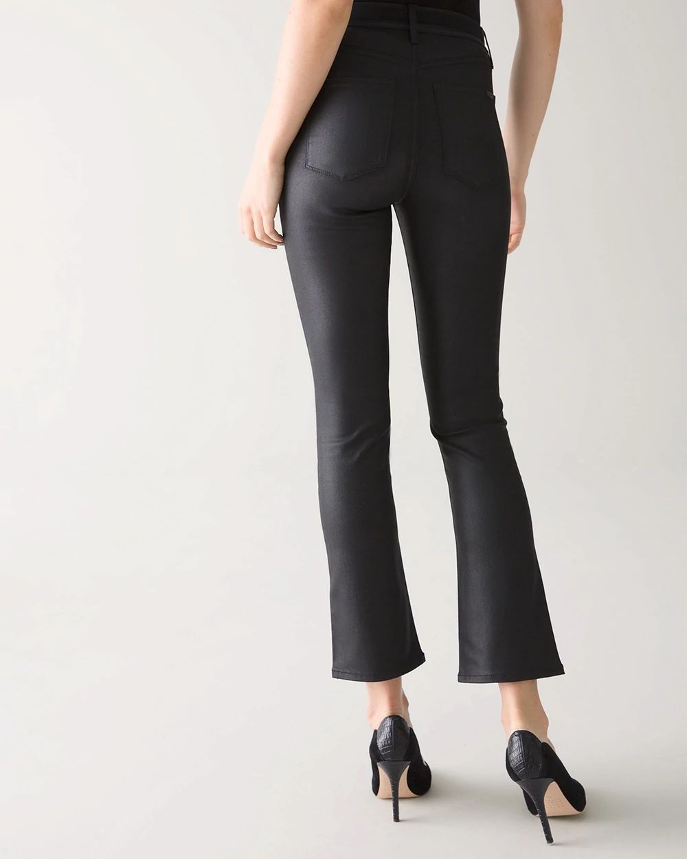Curvy-Fit High-Rise Coated Bootcut Crop Jeans