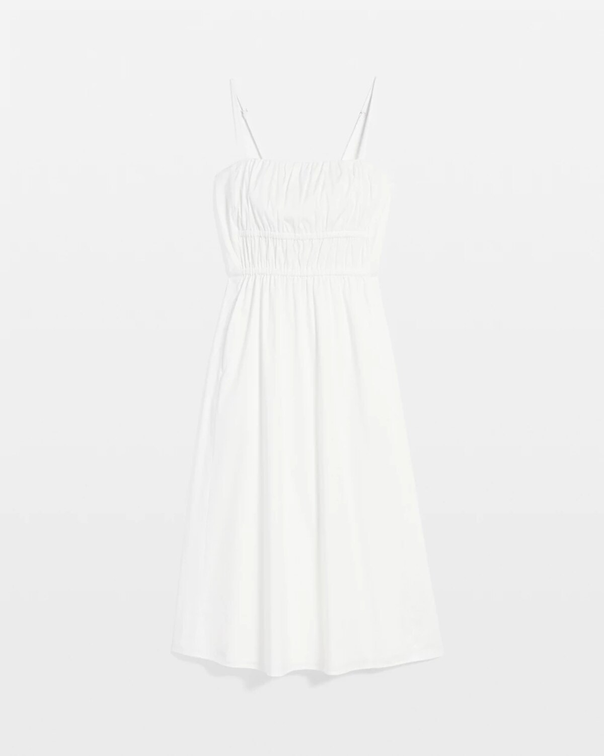 White House Black Market Poplin Tie Back Midi Dress In White