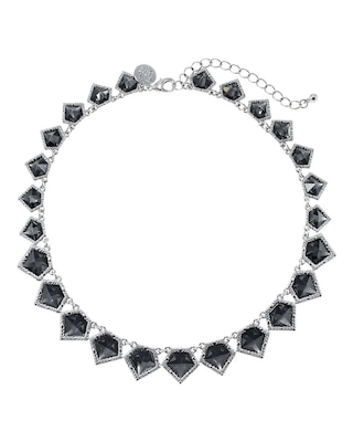 Gray Spikey Diamond Short Necklace