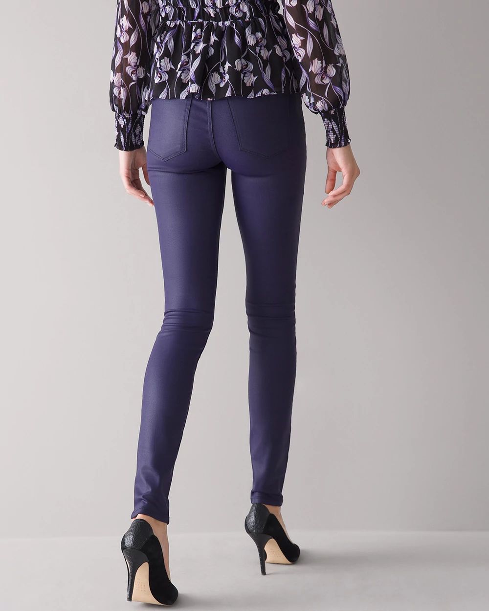 Curvy-Fit High Rise Coated Skinny Jeans