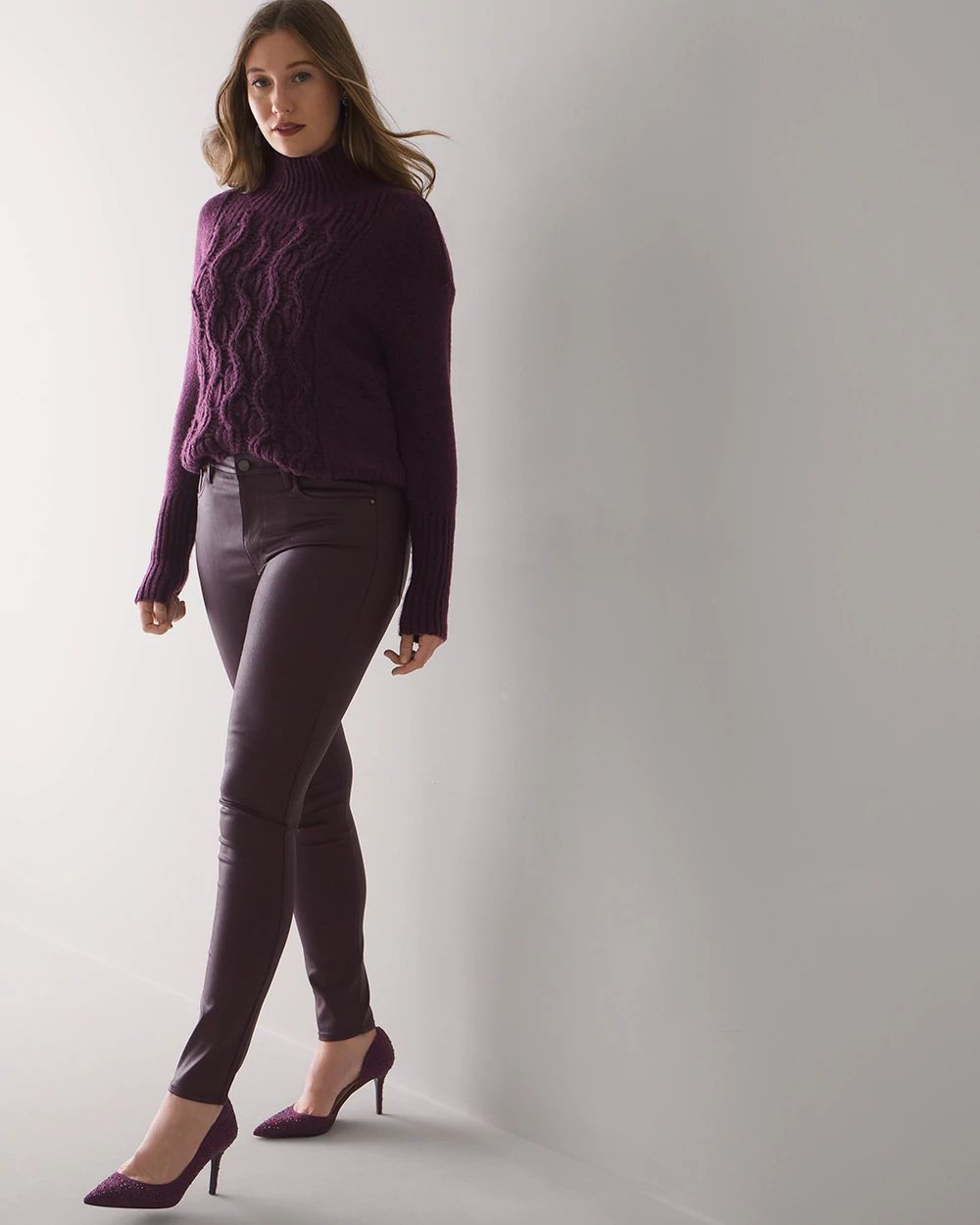 Curvy-Fit High Rise Coated Skinny Jeans