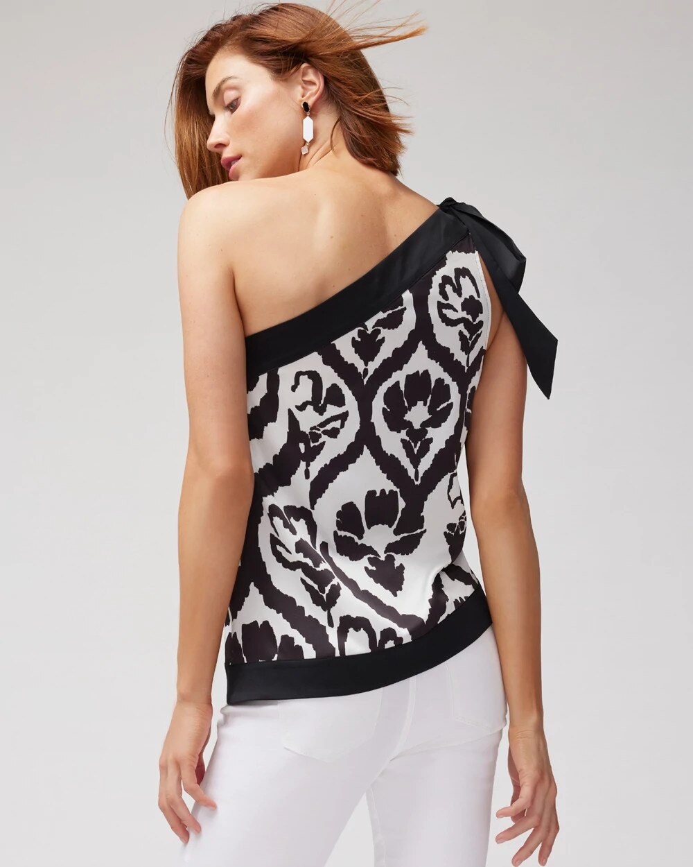 black and white one shoulder top
