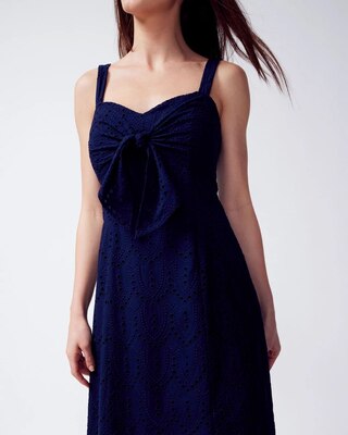 Tie-Front Eyelet Midi Dress