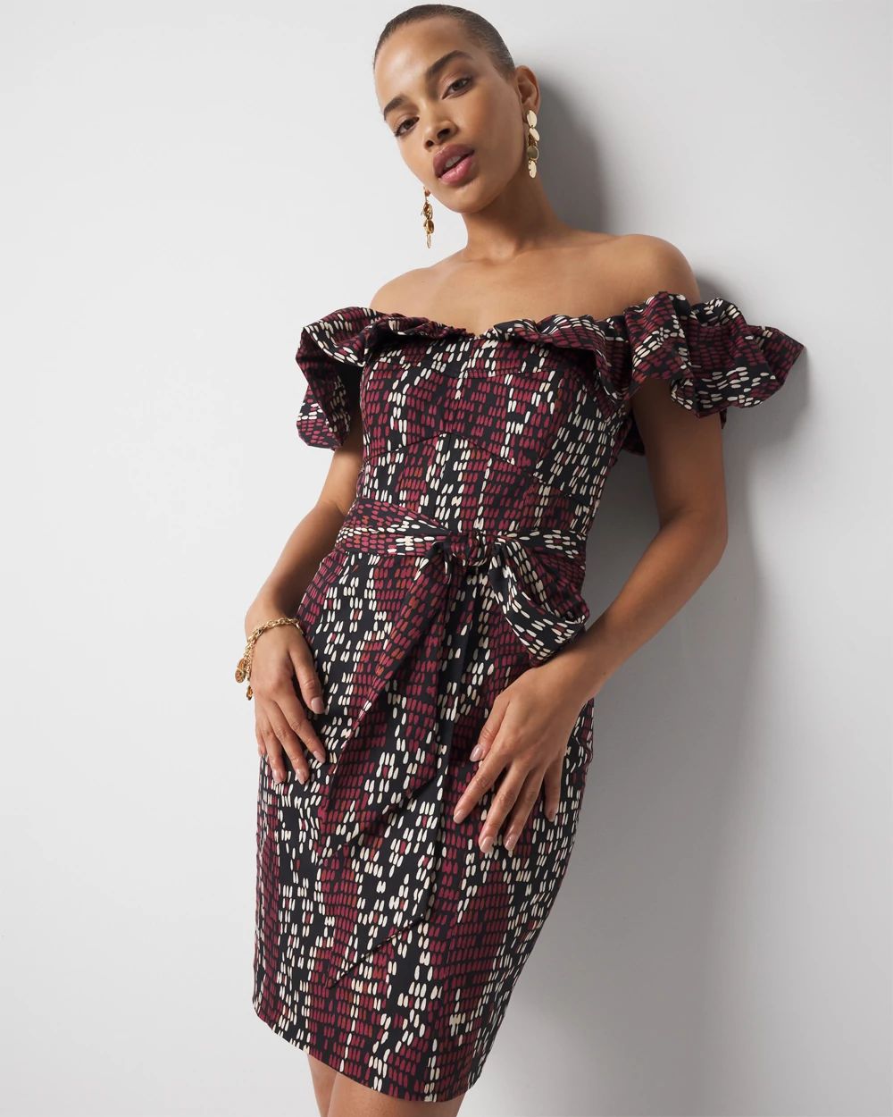 Petite Off-the-Shoulder Poplin Mini Dress