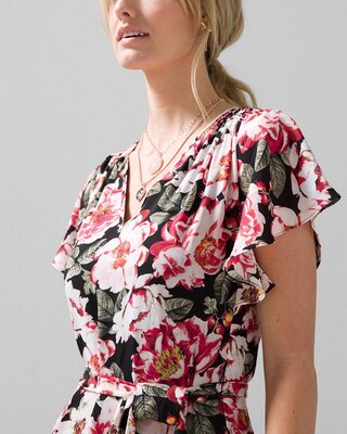 Floral Godet Pleat Dress