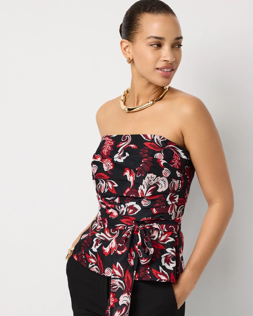 Tie-Waist Cotton Bustier
