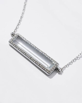 Silver Clear Crystal Bar Single Strand Necklace