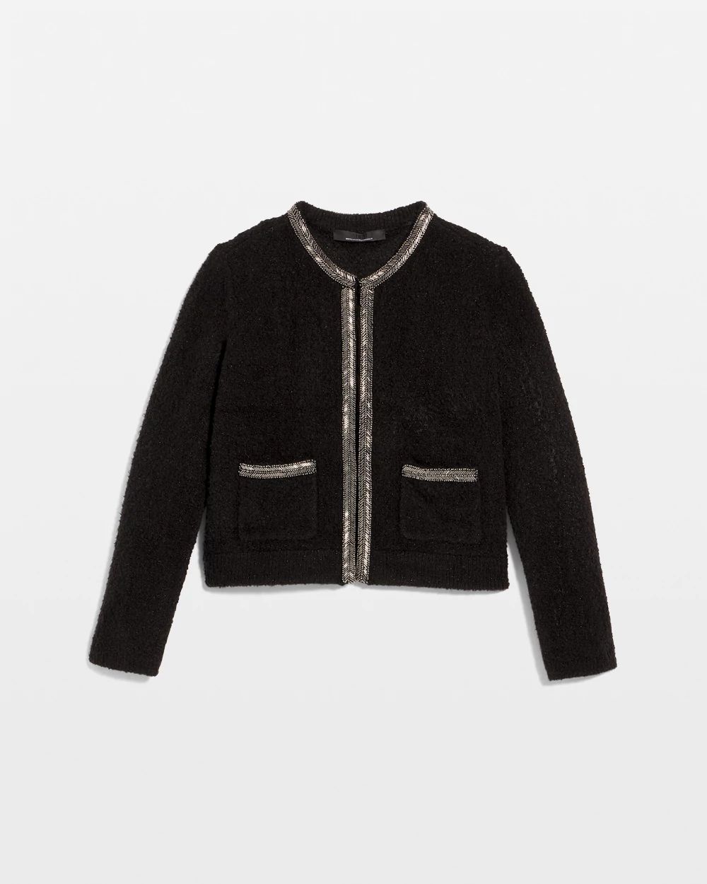 Embellished Tweed Sweater Jacket