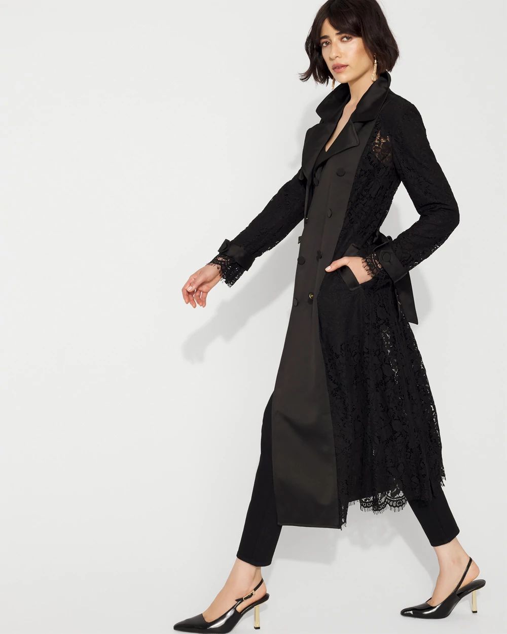 Lace + Satin Trench Coat
