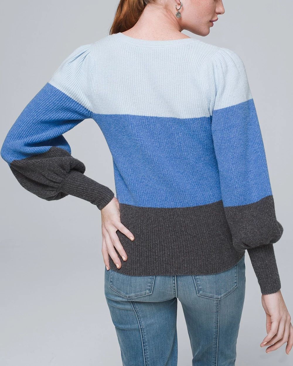 Blouson Sleeve Colorblock Pullover click to view larger image.