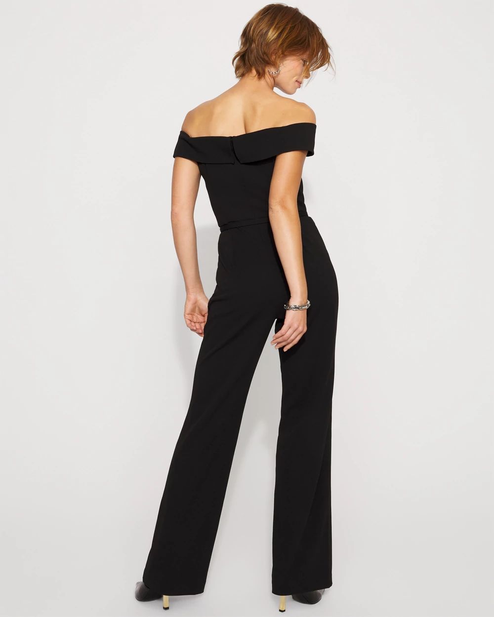Off-The-Shoulder Crepe Jumpsuit click to view larger image.