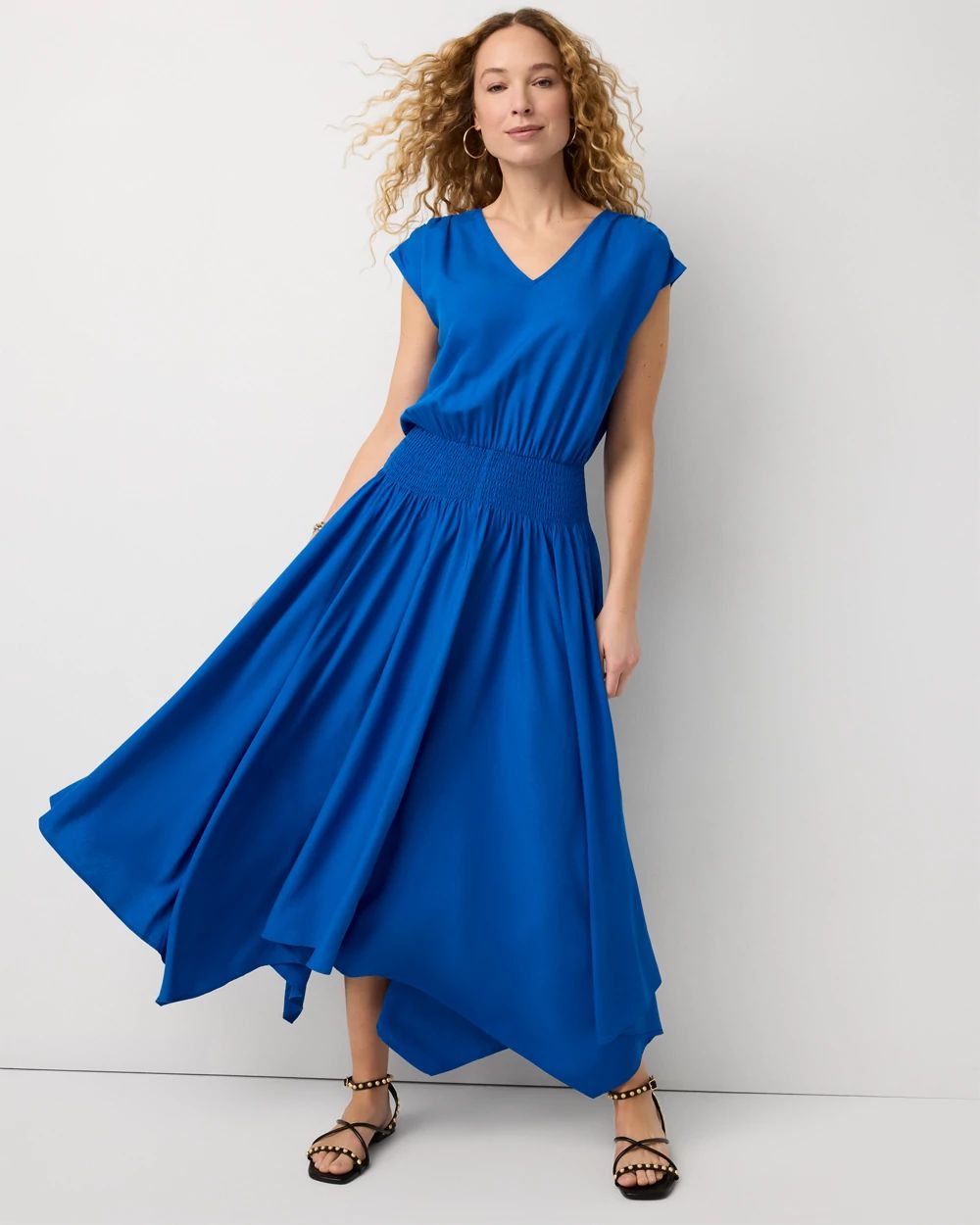 Petite Smocked Waist Midi Dress