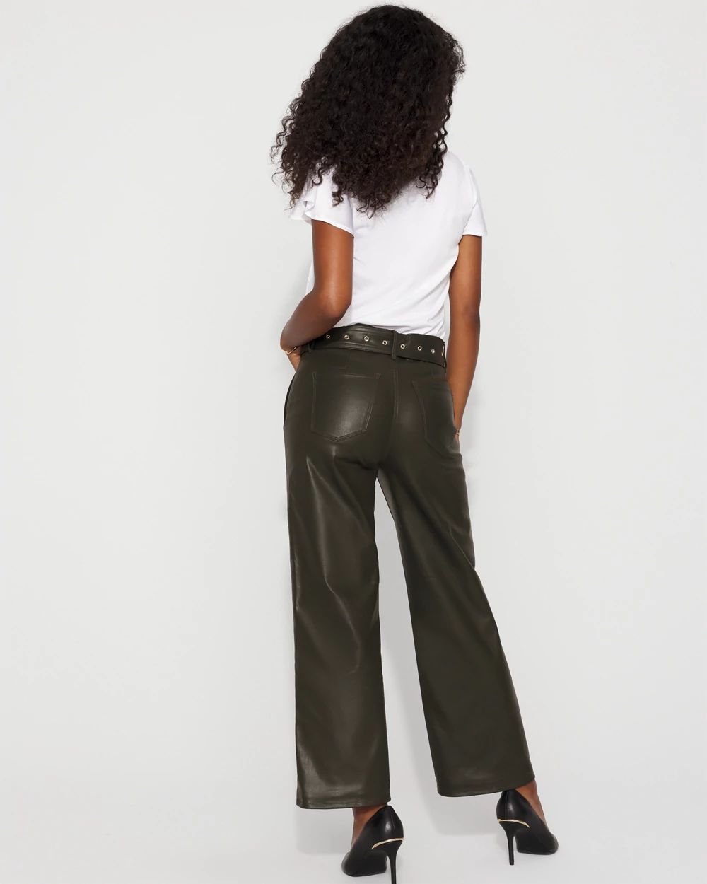 Coated High-Rise Wide-Leg Crop