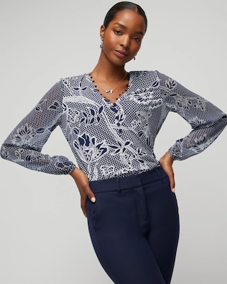 Matte Jersey Woven Sleeve Blouse