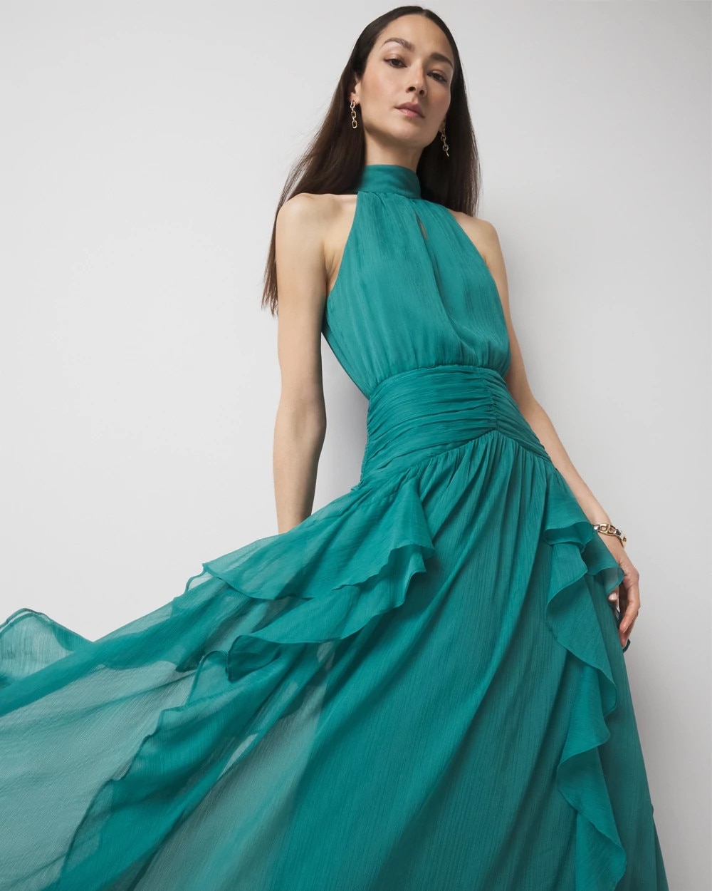 Ruffle Halter Maxi Dress