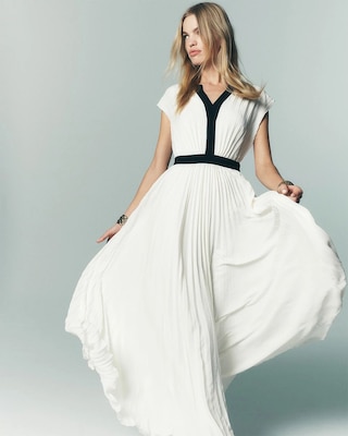 Colorblocked Pleated Maxi Dress