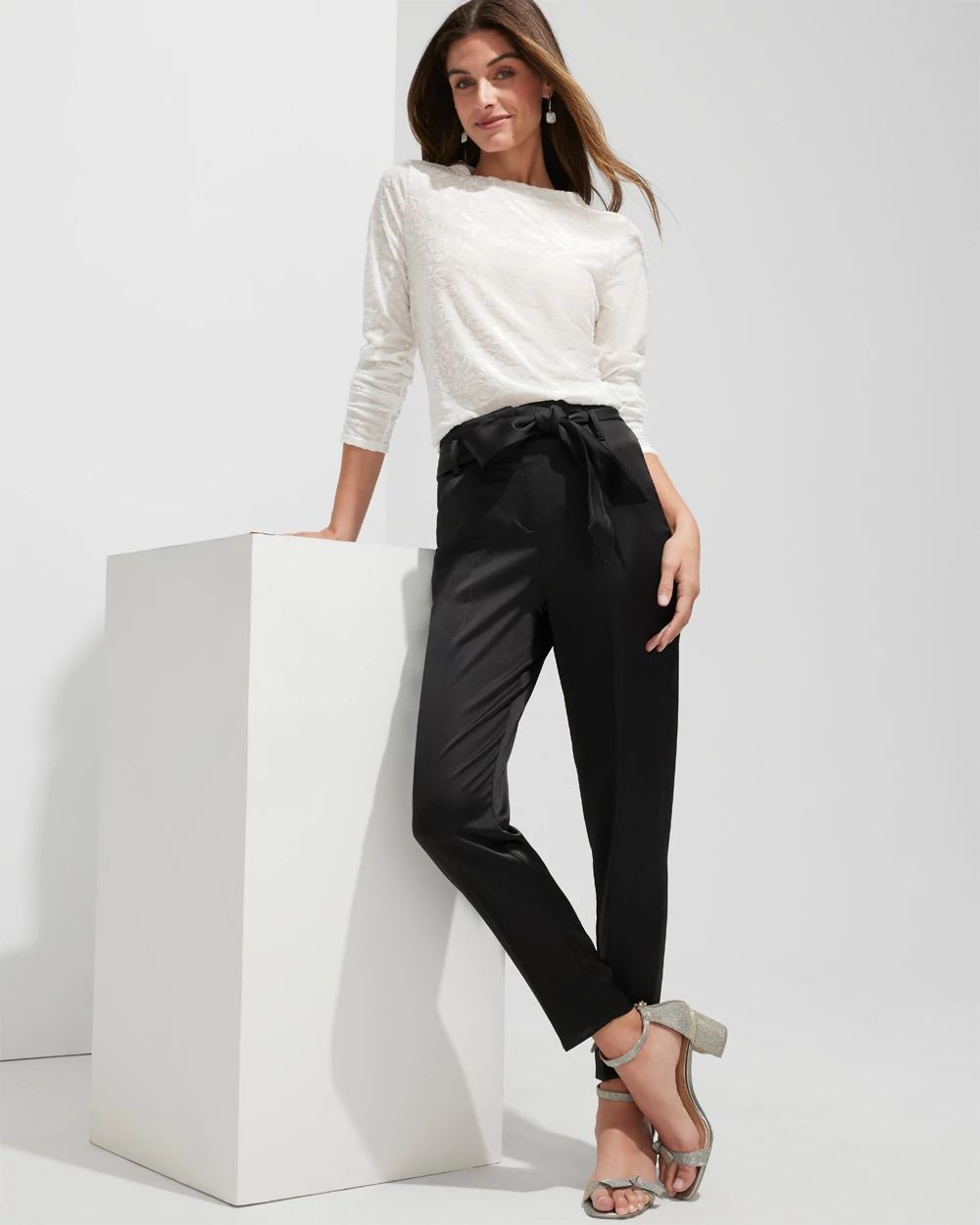 Outlet WHBM Satin Ankle Pant With Self Tie