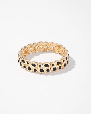 Gold + Black Glass Stretch Bracelet