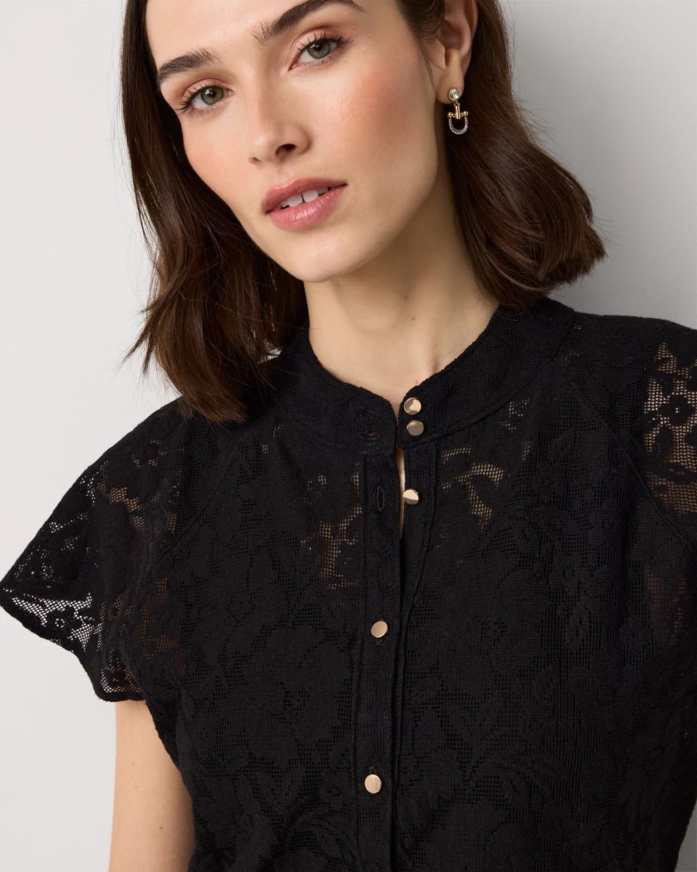 Petite Knit Lace Shirt