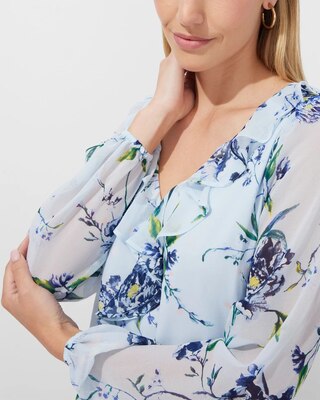 Outlet WHBM Long Sleeve Ruffle Blouse