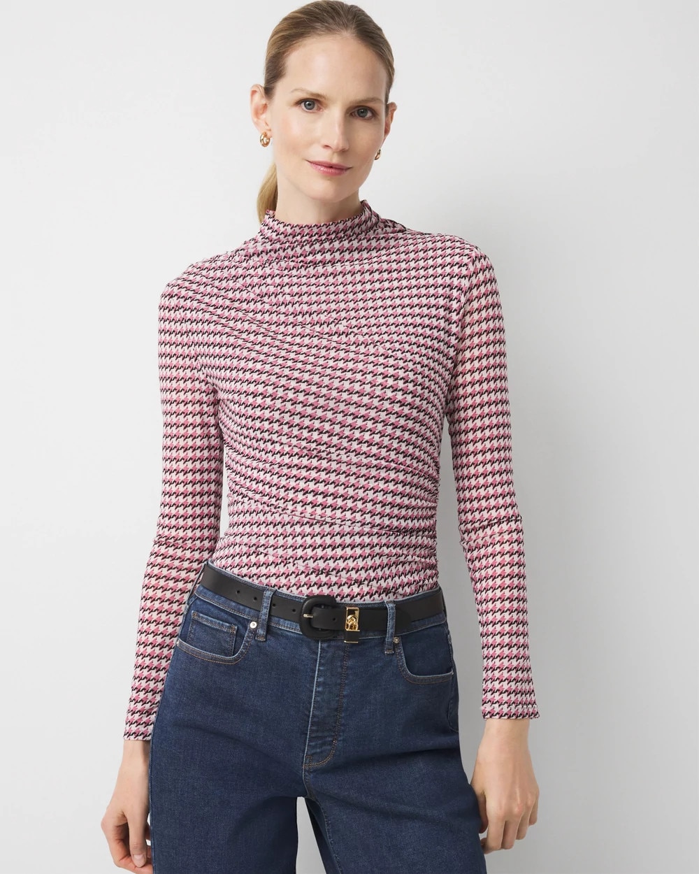 Ruched Mesh Long Sleeve Top