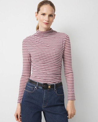 Ruched Mesh Long Sleeve Top
