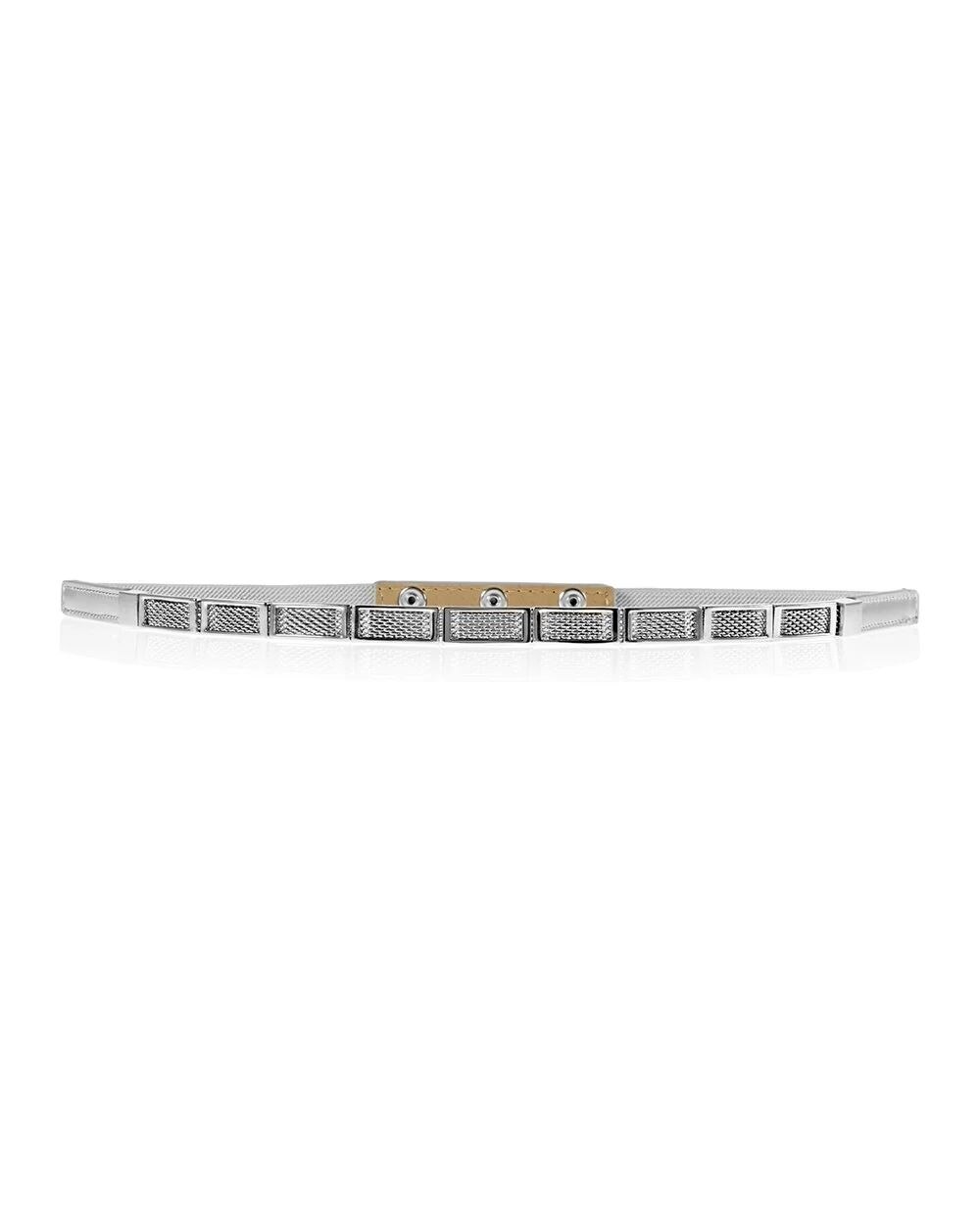 Silver Mesh Skinny Stretch Belt