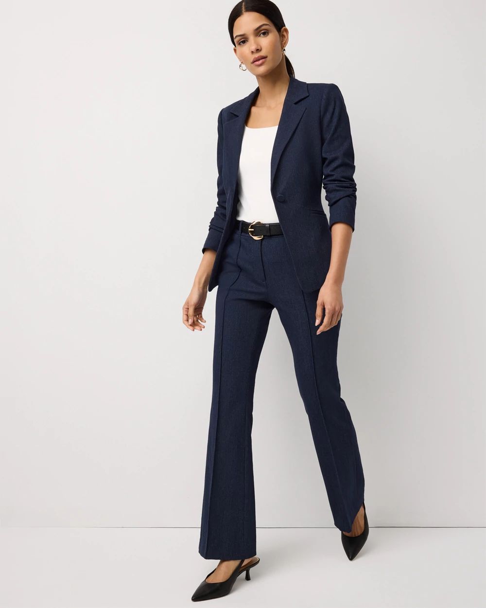 Petite High Rise Denim-Look Piper Flare