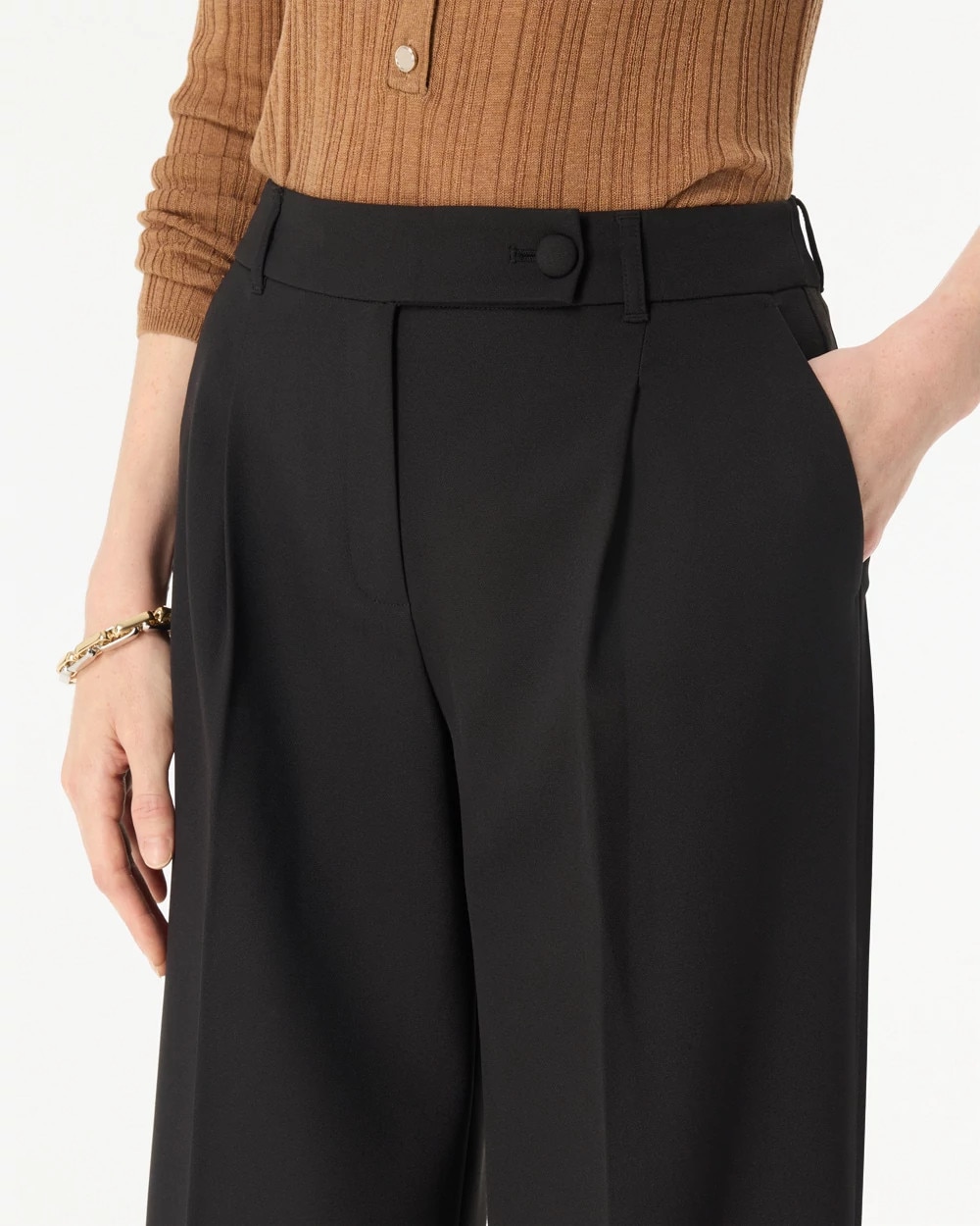 Crepe Pleated Wide Leg Pant