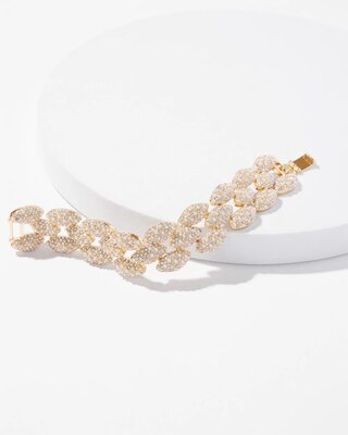 Glass Pearl Pave Cuff Bracelet