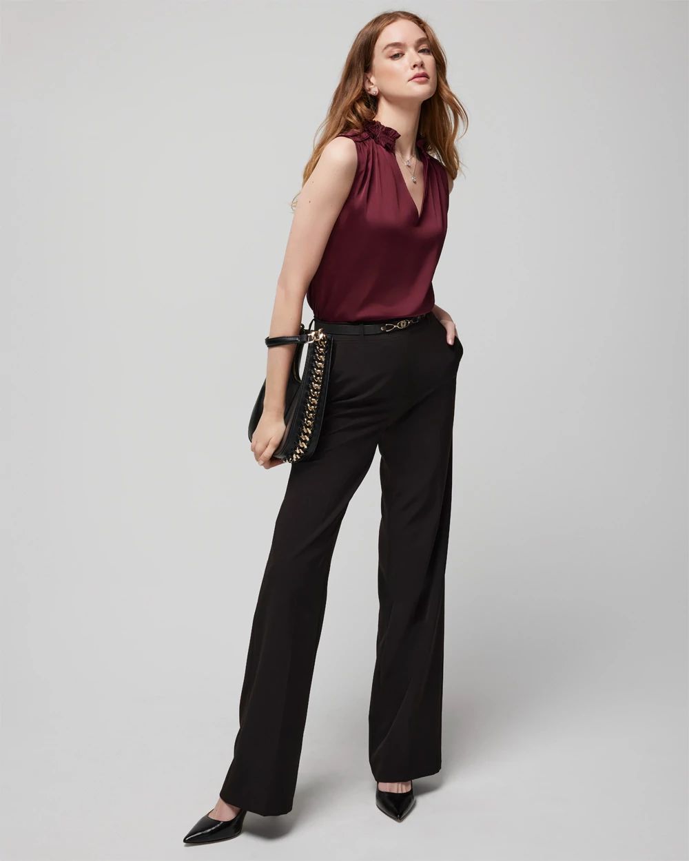 Satin Ruched Neck Shell