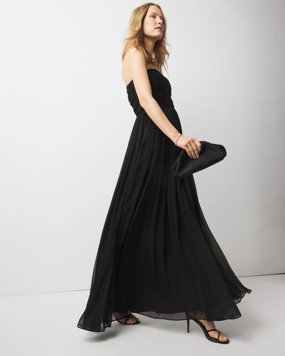 Strapless Chiffon Maxi Dress