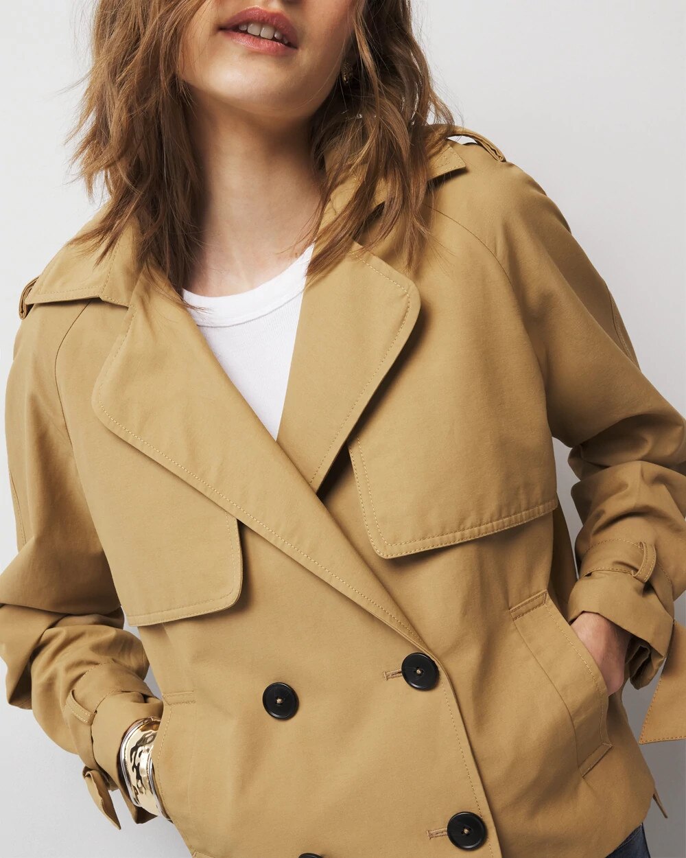 Petite Cropped Trench Coat