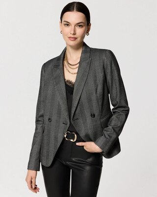 Petite Herringbone WHBM® Cropped Two-Button Studio Blazer