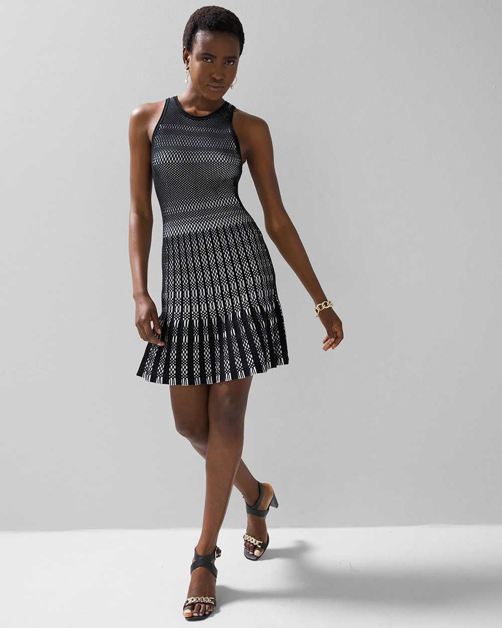 White and black sweater dress top