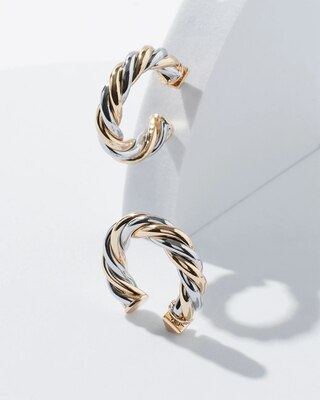 Mixed Metal Twist Hoop Earing