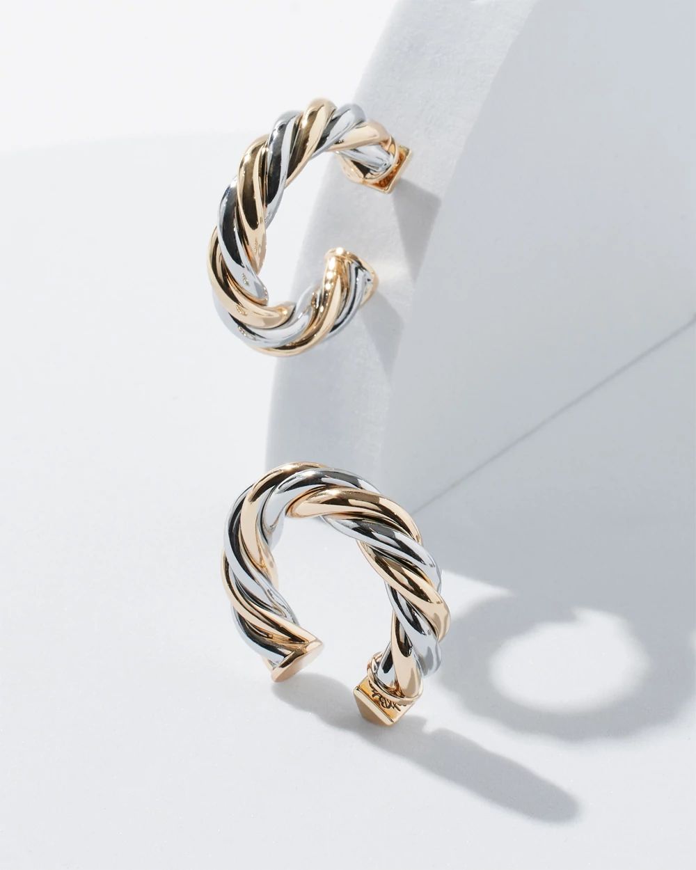 Mixed Metal Twist Hoop Earing