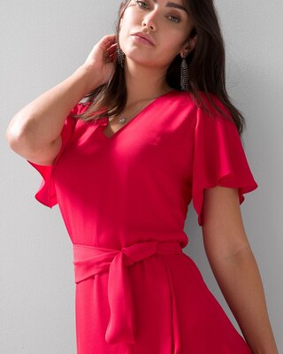 Flutter Sleeve Godet Dress