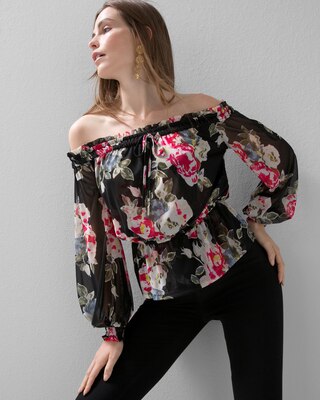 Off-the-Shoulder Mesh Top