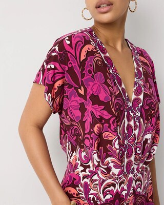Pleated V-neck Dress click to view larger image.